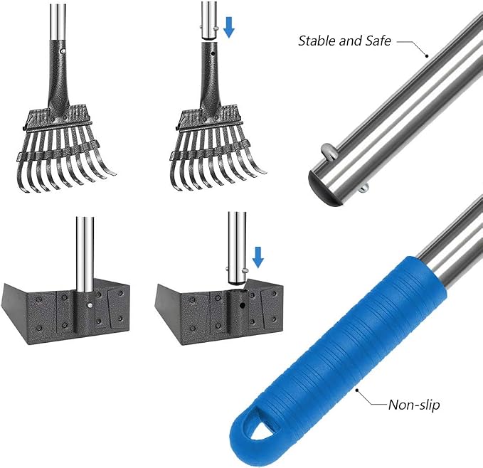 QiMH Upgraded Dog Pooper Scooper Extra Large, Adjustable Long Handle Stainless - Image 4