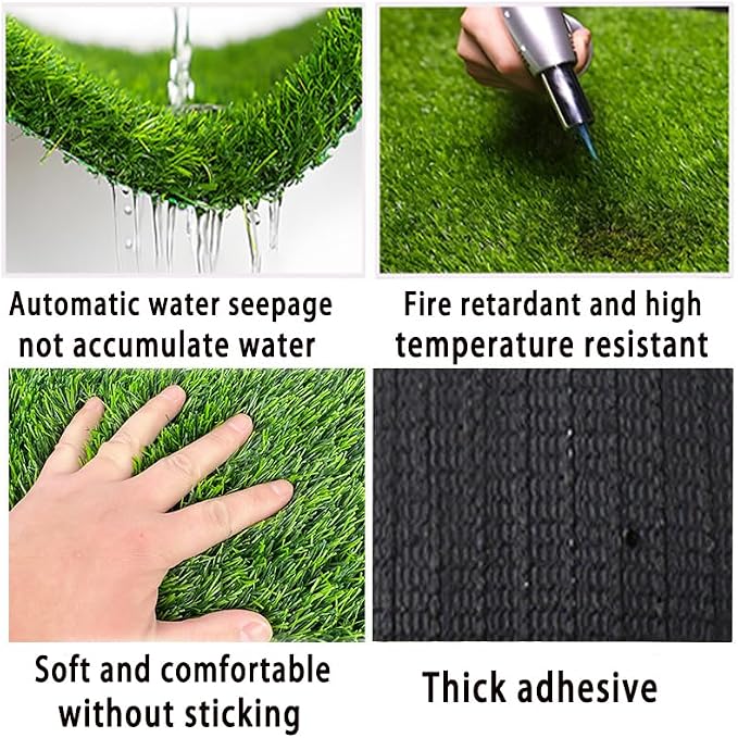 Artificial Grass，3 Rolls 12.8 x 40x1in, Rug Realistic Indoor Outdoor Rug - Image 5