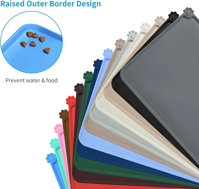 AUDWUD Silicone Waterproof Pet Feeding Mats, Anti Slip Bowl Pad, Dog Mat - Image 3
