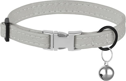Leather Cat Collar with Buckle and Removable Bell - Image 7