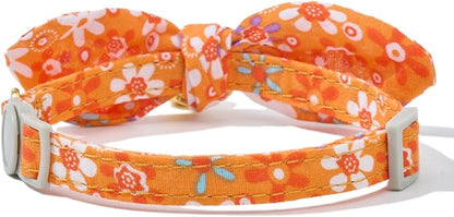 2 Pack Cotton Cat Collar, Removable Bowtie, Floral Pattern, Safety Breakaway - Image 7