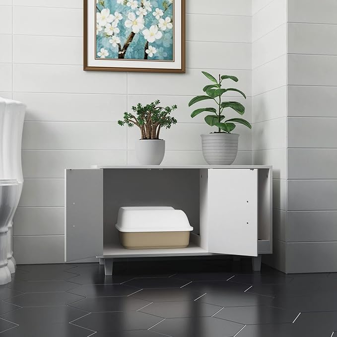 GDLF Modern Wood Pet Crate Cat Washroom Hidden Litter Box Enclosure Furniture - Image 4