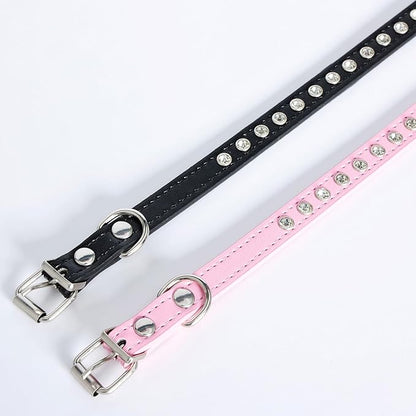 Small Dog Collars Bling Puppy Collars Diamond Pet Collars PU Leather Sparkly - Image 6