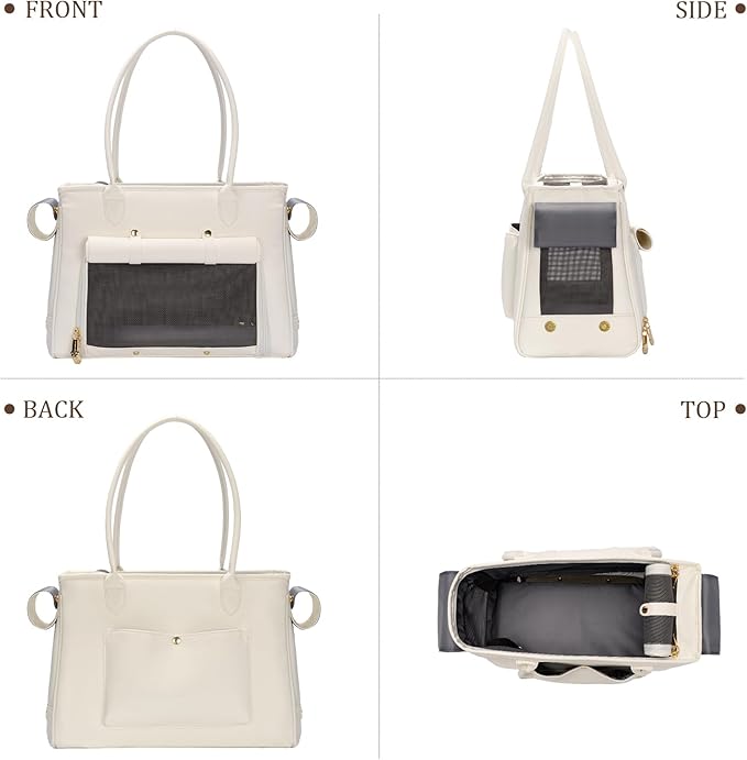 Fashion Pet Carrier Purse for Small Cat and Dog, Luxury Pu Soft-Sided Tote Bag - Image 3