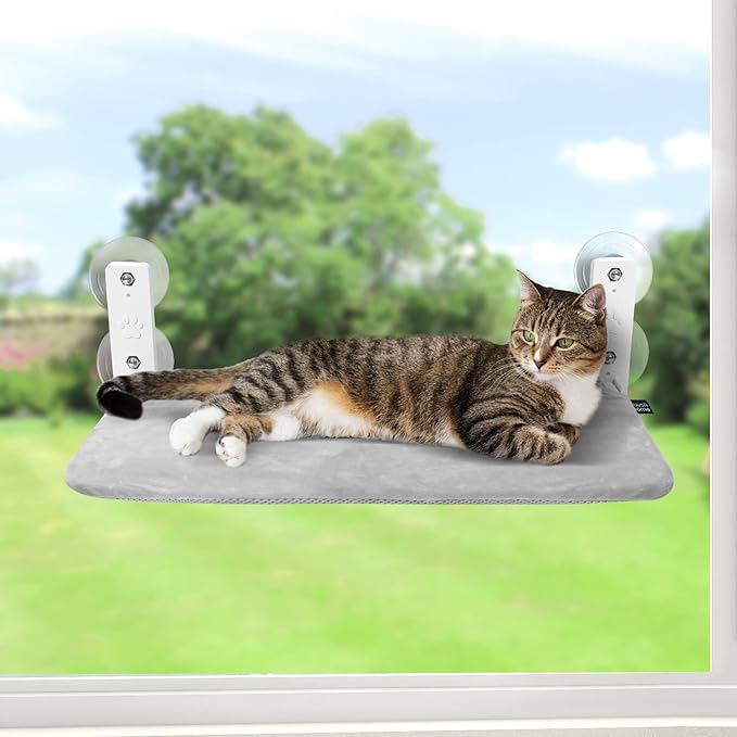 Sunhoo Cat Window Hammock Perch Cordless Perches Window Sill Seat Bed Foldable by Sunhoo