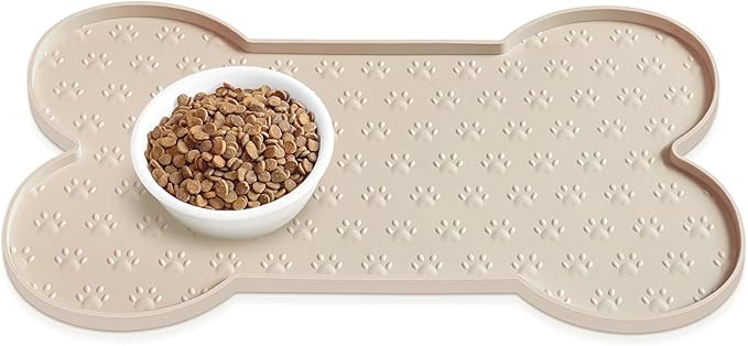 Dog Food Mat Anti-Slip Silicone Dog Bowl Mat Thicker Pet Placemat Waterproof by PWTAA