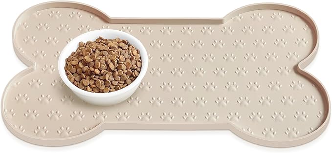 Dog Food Mat Anti-Slip Silicone Dog Bowl Mat Thicker Pet Placemat Waterproof by PWTAA