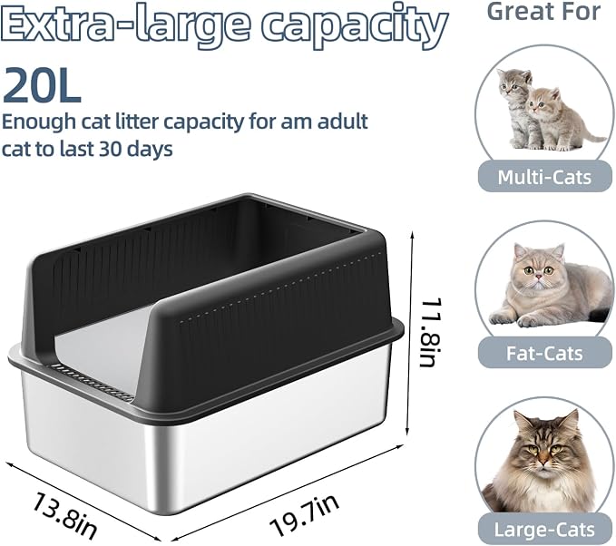 2PACK Stainless Steel Cat Litter Box - Image 2