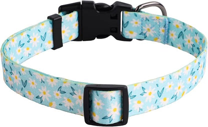 QQPETS Adjustable Soft Dog Collar: Print Flower Pink Multicolor Cute Patterns - Image 5