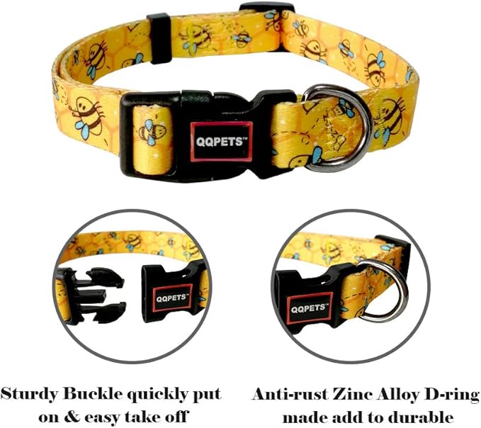 QQPETS Adjustable Soft Dog Collar: Print Flower Pink Multicolor Cute Patterns - Image 3