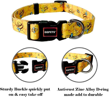 QQPETS Adjustable Soft Dog Collar: Print Flower Pink Multicolor Cute Patterns - Image 2