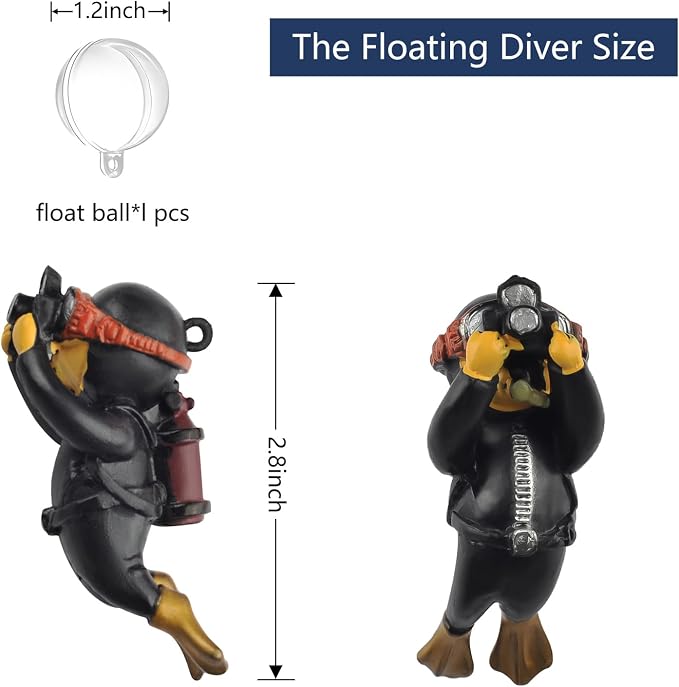 onesimcr Floating Fish Tank Decorations, Aquarium Decorations, Lovely Diver - Image 3