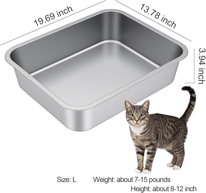 Large Stainless Steel Litter Box - Image 2