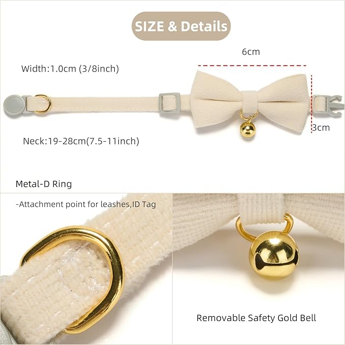 Soft Corduroy Cat Collar, Plaid Pattern, - Image 5