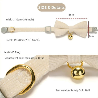 Soft Corduroy Cat Collar, Plaid Pattern, - Image 5