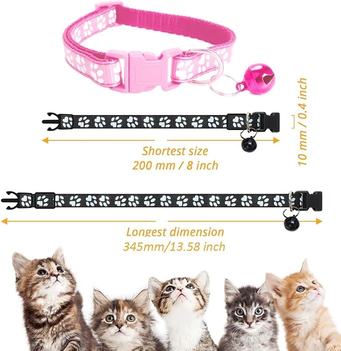 MJIYA Cat Collar with Bell, Breakaway Grid Collar with Plastic Buckle, Light - Image 2