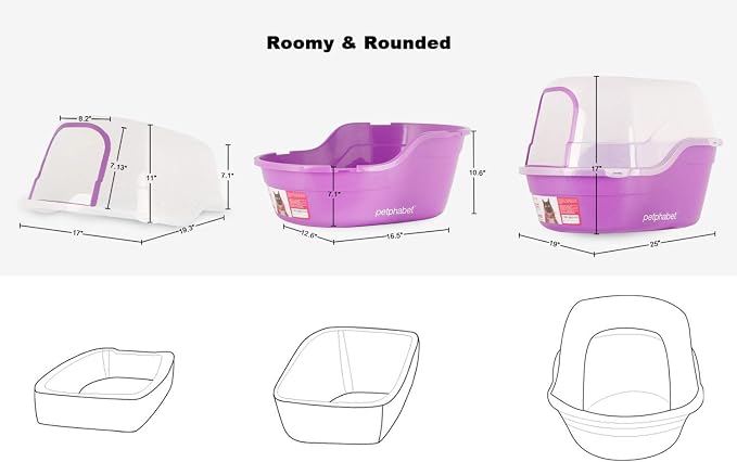 Covered Litter Box, Jumbo Hooded Cat Litter Box Holds Up to Two Small Cats - Image 3