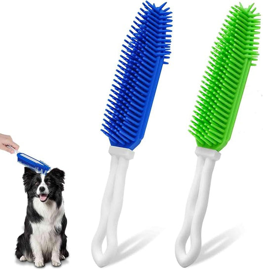 2 Pack Dog Grooming Bath Brush, Premium Soft Silicone Pet Brushes by Brillirare