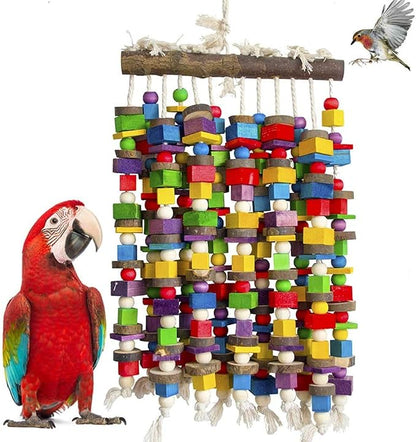 Deloky Extra Large Bird Parrot Chewing Toy-Multicolored Natural Wooden Blocks - Image 5