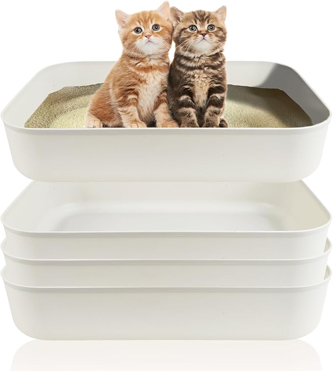 Small Litter Box, Plastic Kitten Litter Box, 13.9 x 9.8 x 3 Inch Open Litter Box by GCVOPTON