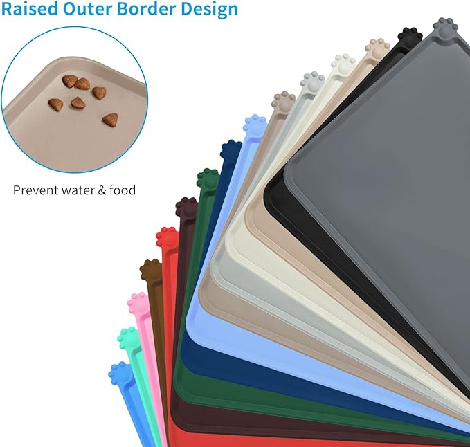 AUDWUD Silicone Waterproof Pet Feeding Mats, Anti Slip Bowl Pad, Dog Mat - Image 3