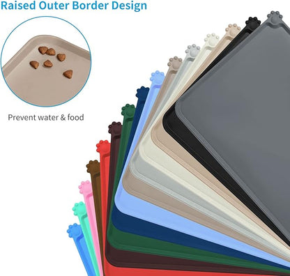 AUDWUD Silicone Waterproof Pet Feeding Mats, Anti Slip Bowl Pad, Dog Mat - Image 3