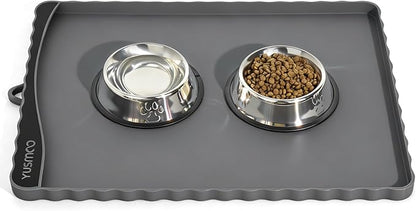 Dog Food Mat 20" x 15", Waterproof Silicone Pet Feeding Mat by YUSMOO