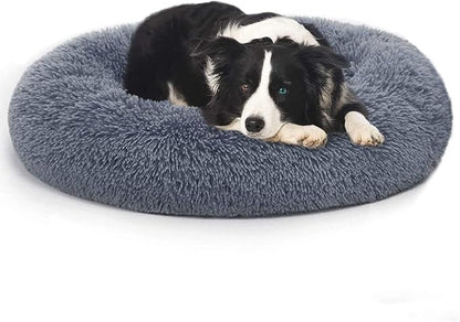 Original Calming Donut Dog and Cat Bed in Shag Fur, Dog Beds by Unknown