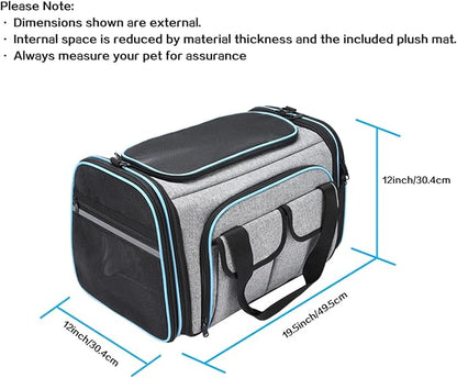 Airline Approved Pet Carrier, Large Soft Sided Pet Travel TSA Carrier 4 Sides - Image 3