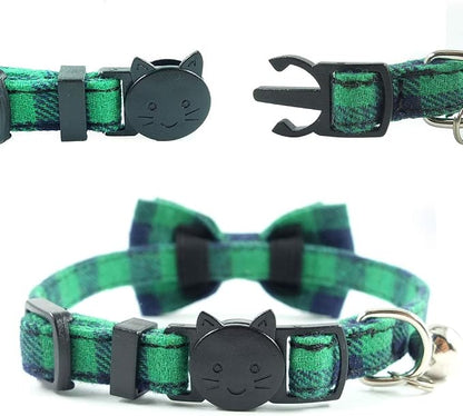 Cat Collar Breakaway with Bell and Bow Tie, Plaid Design Adjustable Safety - Image 5