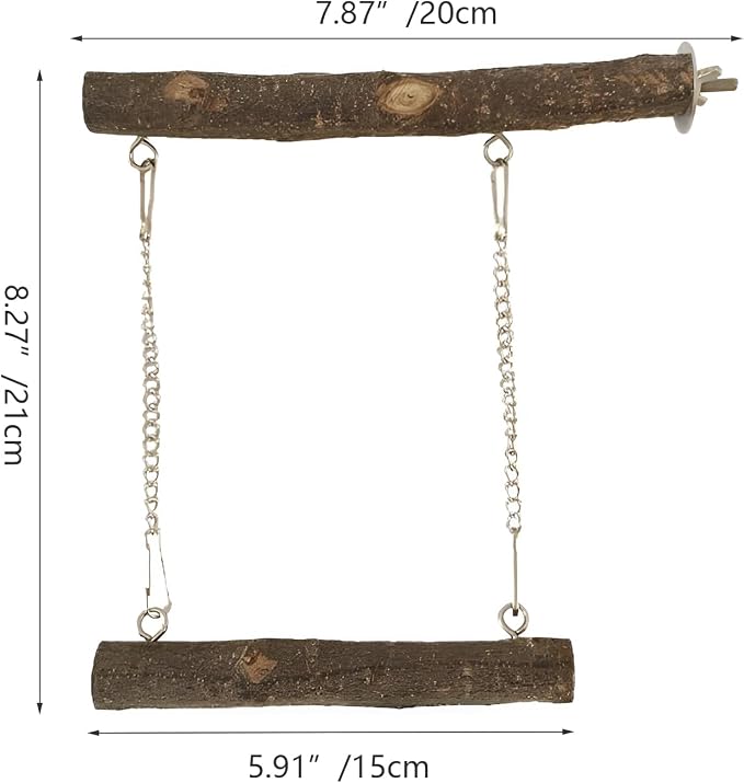 Bird Swing, Parrot Perch Stand Natural Wood Stand Parrot Cage Toys - Image 2