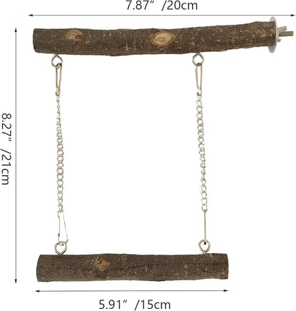 Bird Swing, Parrot Perch Stand Natural Wood Stand Parrot Cage Toys - Image 2