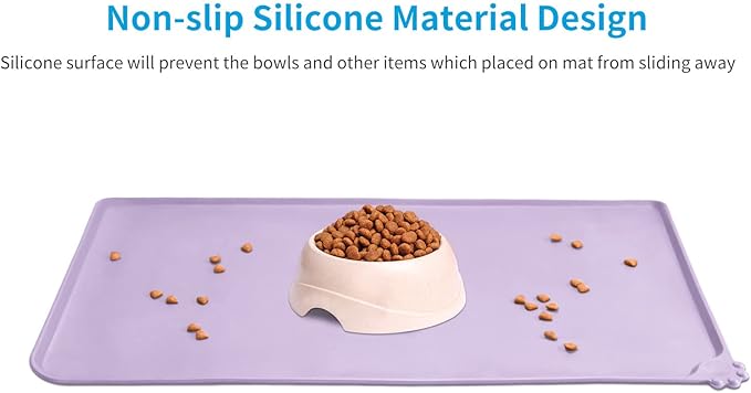 AUDWUD Silicone Waterproof Pet Feeding Mats, Anti Slip Bowl Pad, Dog Mat - Image 2