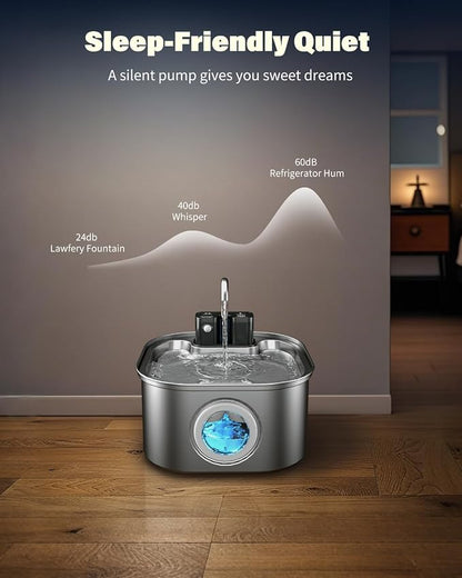 Wireless Cat Water Fountain Stainless Steel 3.2L/108oz, Battery Operated Pet - Image 5
