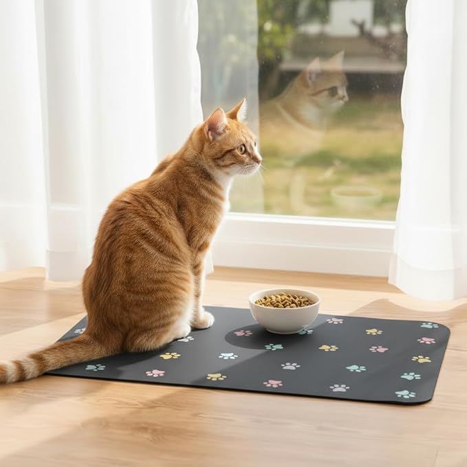 Cat Food Mat Absorbent Dog Mat for Food and Water Non Slip Quick Dry Dog Bowl - Image 3