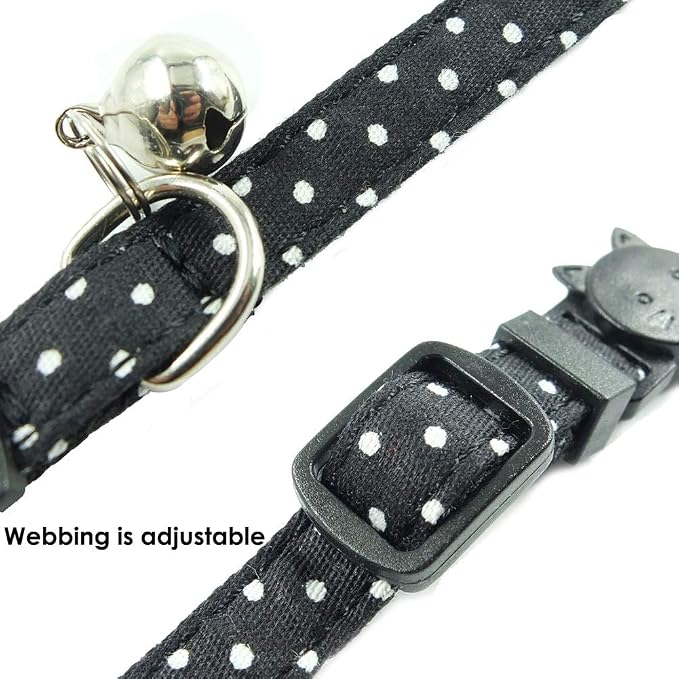 Cat Collar with Bell and Bow Tie, Breakaway Clasp Cute Dots Kitty Kitten Collar - Image 6