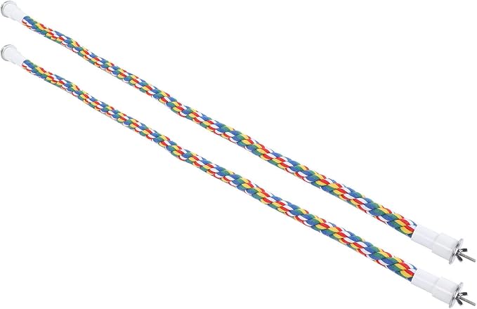 2PCS 60cm/23.6in Bird Rope Perch, 1.8cm Soft Cotton Parakeet Perches, Colorful - Image 7