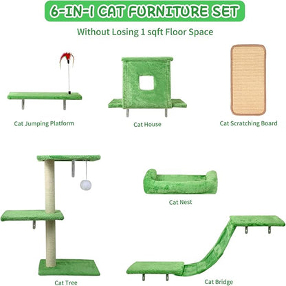 Cat Wall Shelves, 6 in 1 Cat Wall Furniture Set - Image 5