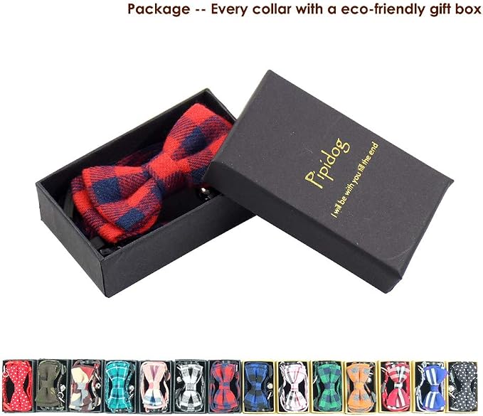 Cat Collar Breakaway with Bell and Bow Tie, Plaid Design Adjustable Safety - Image 2
