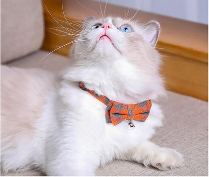 2-Pack Plaid Cat Collar with Bell and Bow, Breakaway Kitten Collar with Bell - Image 6