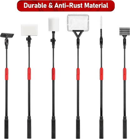 6 in 1 Aquarium Cleaning Tool Kit Fish Tank Algae Scraper, Sponge Pad, Fish Net - Image 3