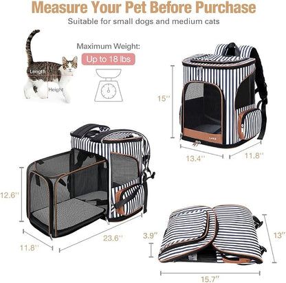 Lekereise Pet Carrier Backpack Expandable Cat Backpack - Image 2