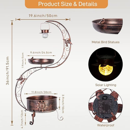 VEWOGARDEN S Bird Baths for Outdoors Metal Standing Bird Bath - Image 5