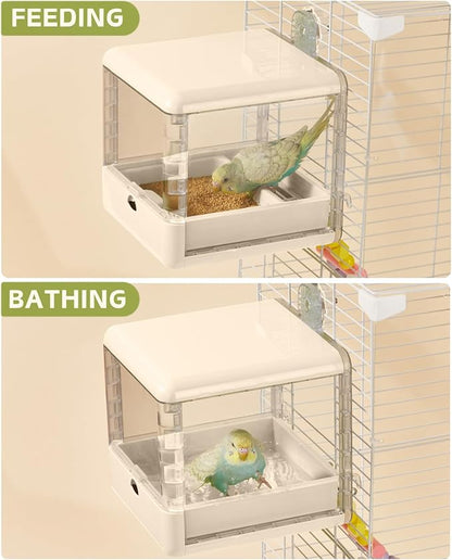septillar Bird Feeder and Bath for Cage, Hanging Bird Bathtub Bath Shower Box - Image 4