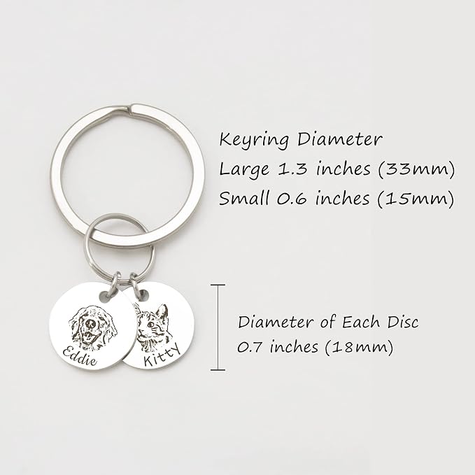 Anavia Personalized Pet Portrait Keychain, Customized Pet Photo Handmade - Image 3