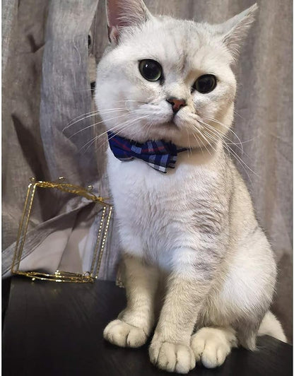 Cat Collar Breakaway with Bell and Bow Tie, Plaid Design Adjustable Safety - Image 3