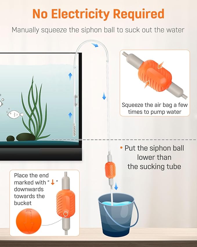 Pawfly 10 Gallon Aquarium Vacuum Gravel Cleaner, Manual Water Changer Siphon - Image 2