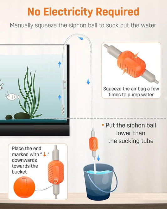 Pawfly 10 Gallon Aquarium Vacuum Gravel Cleaner, Manual Water Changer Siphon - Image 2
