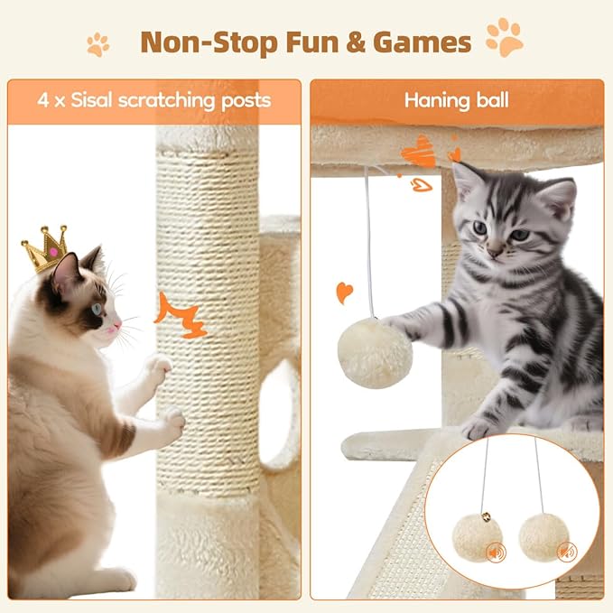 Taoqimiao Cat Tree, 38.5-Inch Cat Tower - Image 6