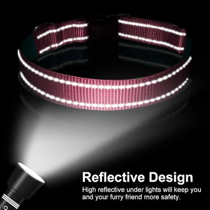 Reflective Dog Collar with Buckle Adjustable Safety Nylon Collars - Image 5
